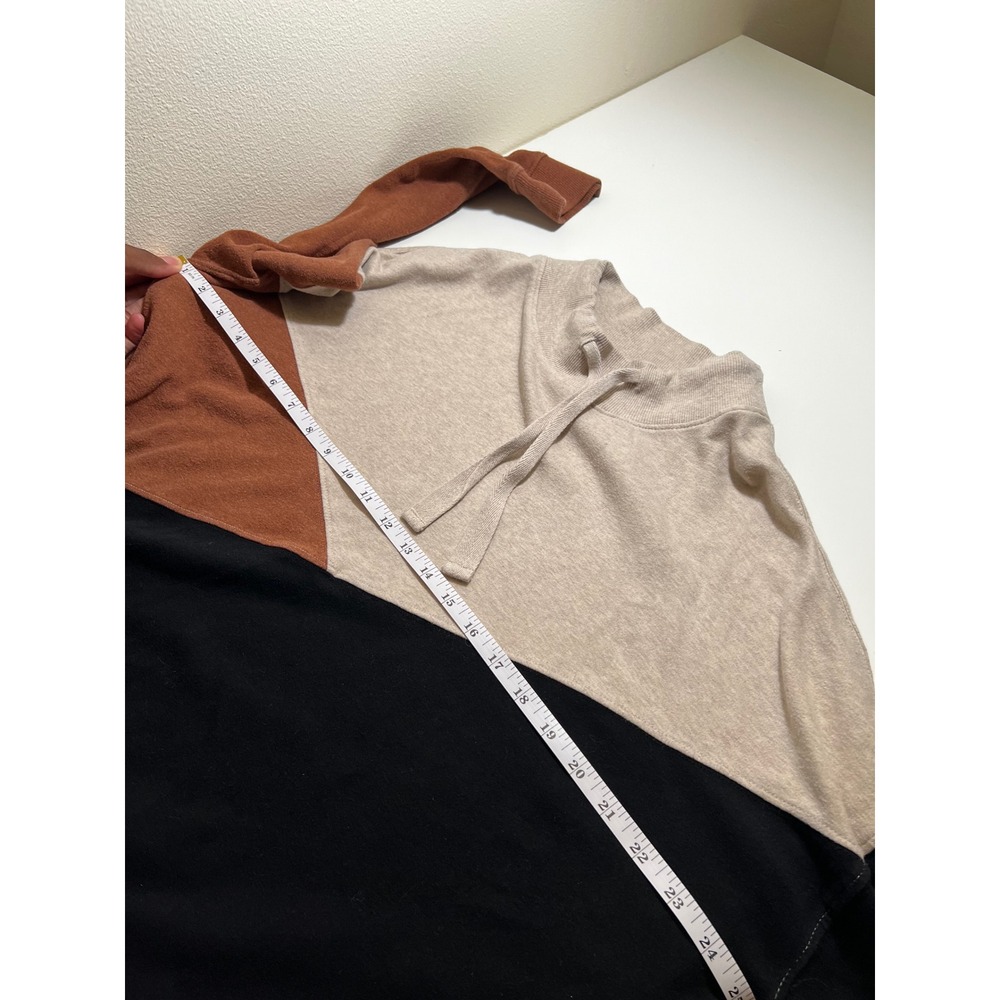 Pact Womens Organic Cotton Colorback Sweatshirt L Pullover Funnel Neck Chevron - Picture 2 of 5
